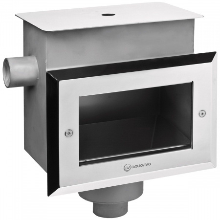 Скиммер с квадратной крышкой 25м2, 2" лайнер, AISI 304