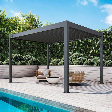 Пергола Aquaviva Модерн отдельностоящая  (ламели с электроприводом) 3X3м RAL 9016 (Белая)