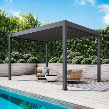 Пергола Aquaviva Модерн отдельностоящая (ручное управление ламелями) 3X3м RAL 9016 (Белая)
