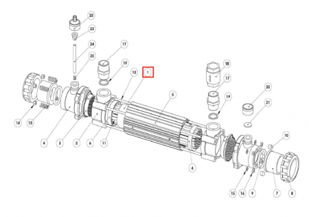 Корпус теплообменника нерж. сталь  X-TUB-G2HE-500