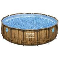 Каркасный бассейн Bestway Steel Дерево 56725 (488х122 см) с картриджным фильтром, лестницей и тентом