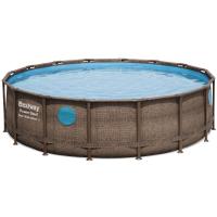 Каркасный бассейн Bestway Steel Дерево 56725 (488х122 см) с картриджным фильтром, лестницей и тентом