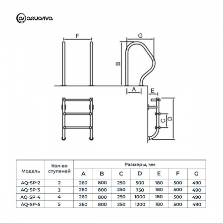 Лестница Aquaviva SP-415 (4 ступ.) из 2-х элементов
