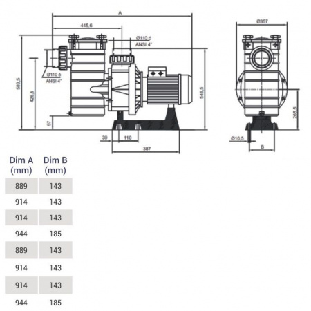Насос Hayward HCP40653E KAN610 T2.B IE3 (380В, ПФ, 84.2м³/ч*12м, 5.75кВт, 6.5лс)