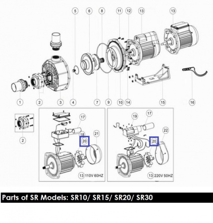Крыльчатка вентилятора насоса Aquaviva SB/SR20/30 1031006