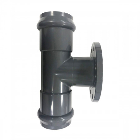 Тройник 90° раструбный с ПВХ фланцем 110 мм