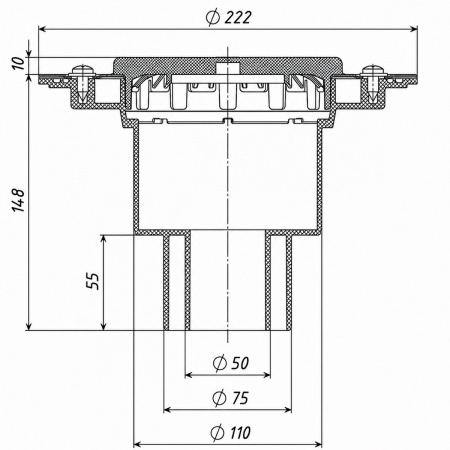 Воронка кровельная верт. выпуск 50/75/110 ТП-310.1NK