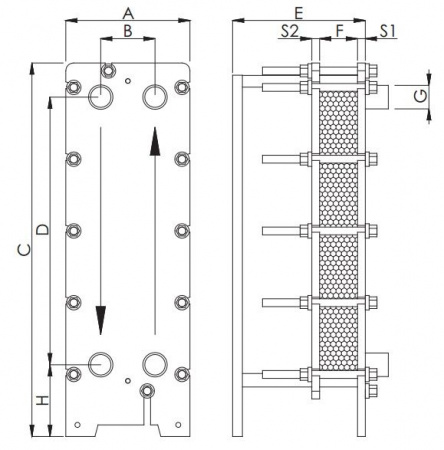 Теплообменник пластинчатый Techno System 819 кВт 316L