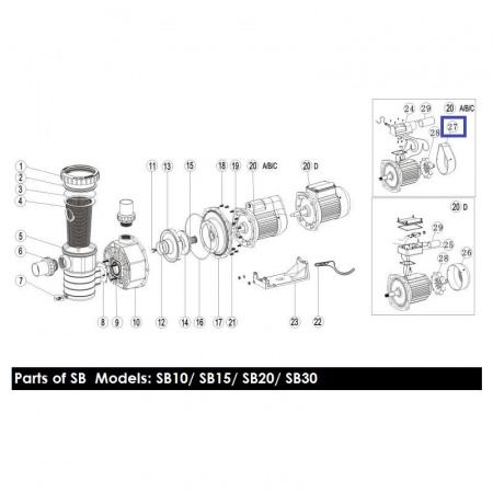Крышка вентилятора насоса Aquaviva SB/SR20/30 (1031008)