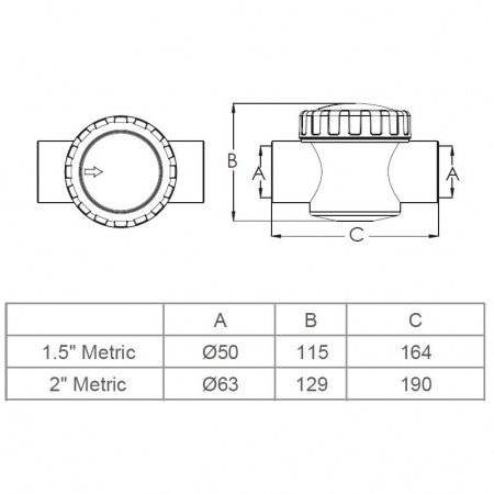 Обратный клапан Aquaviva V50-1 (E) 63 мм
