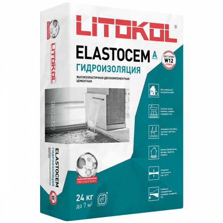 Гидроизоляция ELASTOCEM (А+B) сухой компонент A (мешок) 24 кг